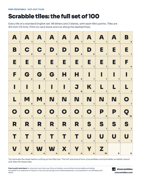 Preview of A full set of 100 tiles